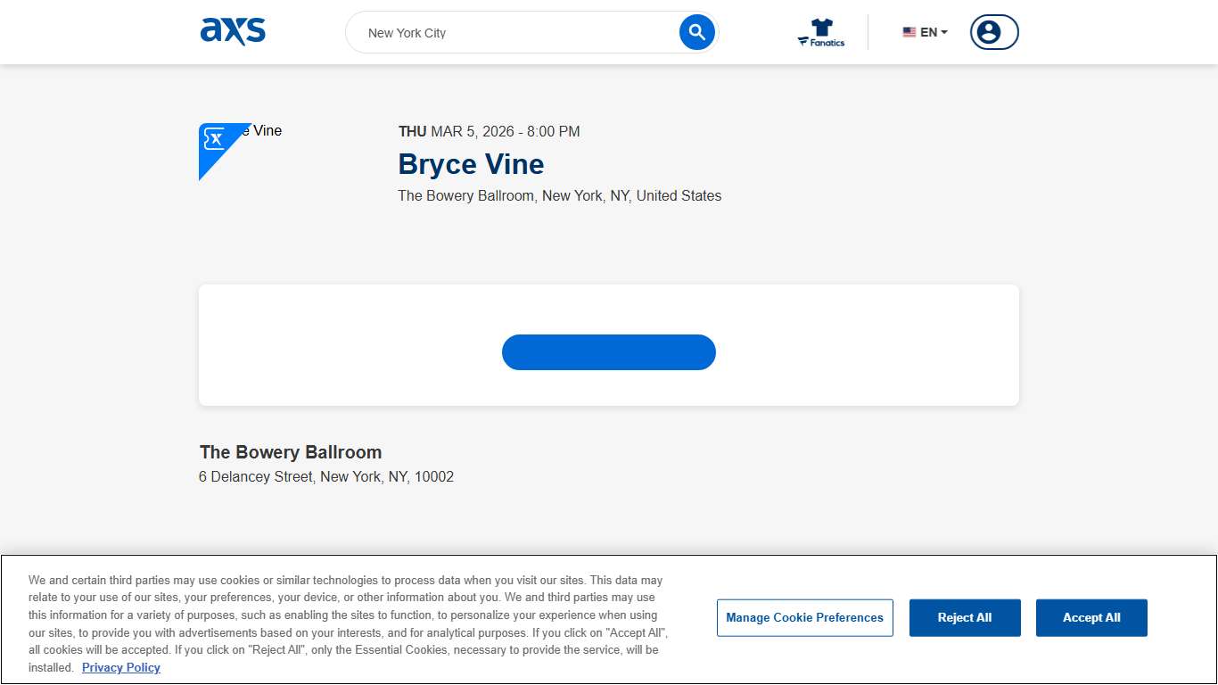 Bryce Vine - New York - The Bowery Ballroom - Thu, Mar 5, 2026, 08:00 PM - AXS US